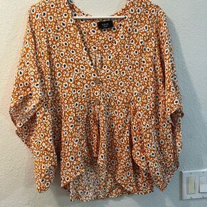 Vici Orange Floral Women's Top